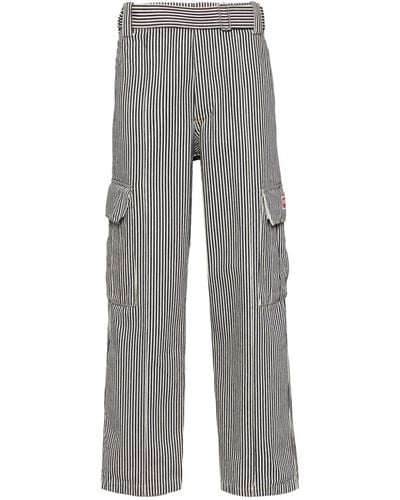 KENZO Straight-cut Striped Army Jeans - Gray