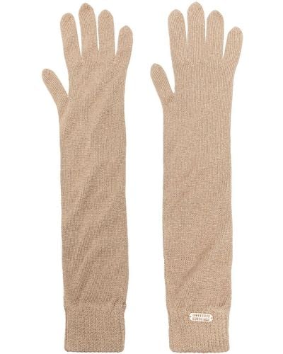 Alberta Ferretti Handschuhe mit Logo-Schild - Natur