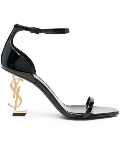 Saint Laurent Opyum 85 Leather Heeled Sandals - Black