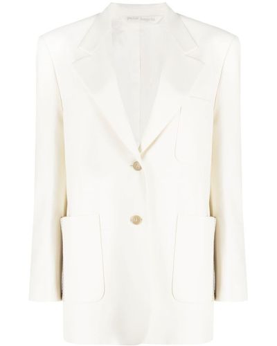 Palm Angels Knitted Tape-detail Blazer - White