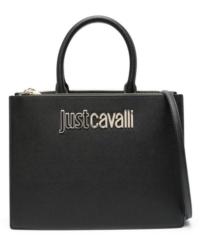 Just Cavalli Borsa tote con logo in finta pelle - Nero