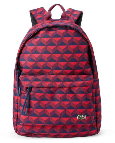 Lacoste Geometric-print Logo-appliqué Backpack - Red