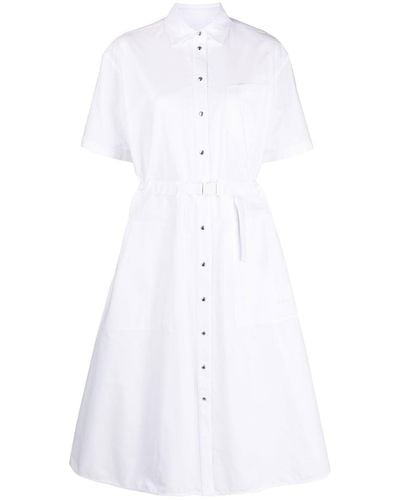 Moncler ベルテッド フレアシャツドレス - ホワイト