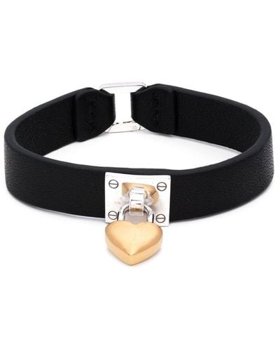 Ambush Heart-padlock Leather Bracelet - Black