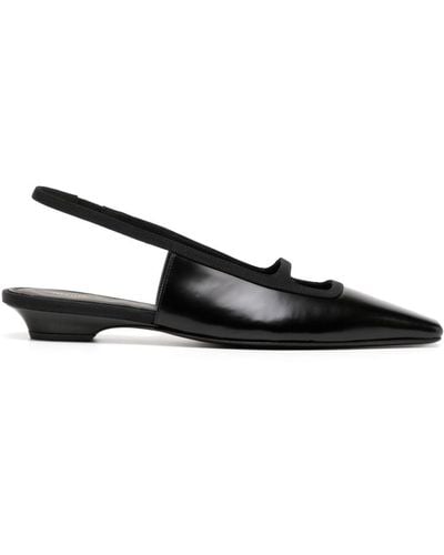 Neous Sabik Slingback Leather Court Shoes - Black