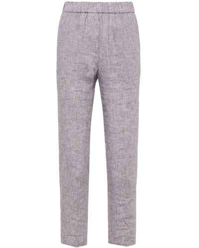 Peserico Cropped Linen Pants - Grey