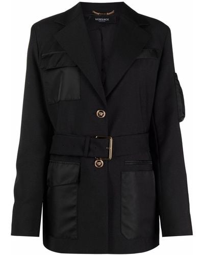 Versace Long-sleeve Belted Jacket - Black