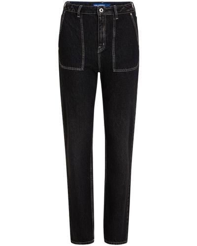 Karl Lagerfeld Halbhohe Straight-Leg-Jeans - Schwarz