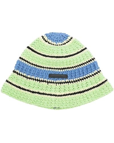 Stella McCartney Crochet Knit Cotton Bucket Hat - Green