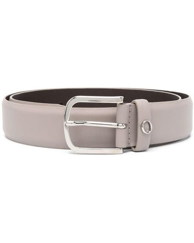 Orciani Logo-plaque Leather Belt - Gray