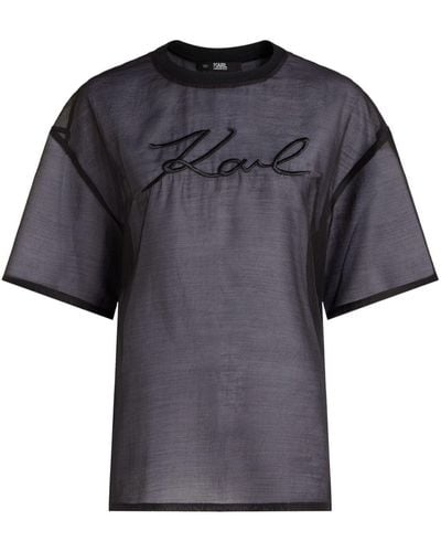 Karl Lagerfeld Signature Tシャツ - ブラック