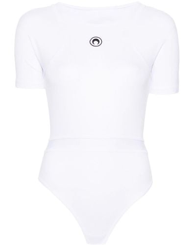 Marine Serre Moon-embroidered Ribbed Body - White