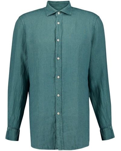 Boglioli Classic-collar Linen Shirt - Green