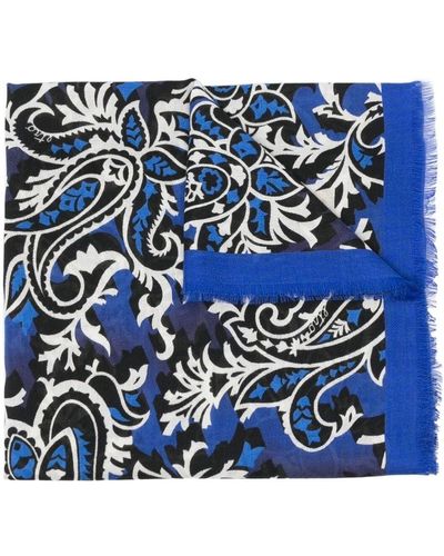 Etro Écharpe à fleurs en jacquard - Bleu