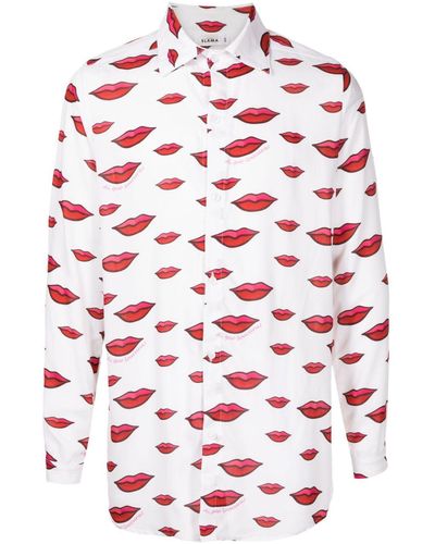 Amir Slama Lips-motif Cotton Shirt - Red
