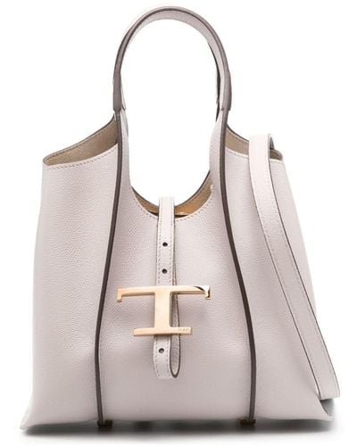 Tod's T Timeless Mini Leather Tote Bag - Natural