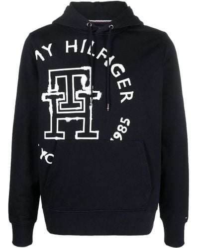 Tommy Hilfiger Logo-print Cotton Hoodie - Blue