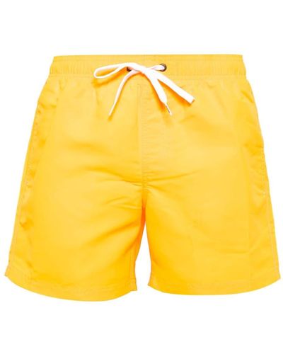 Sundek Stripe-detail Swim Shorts - Yellow