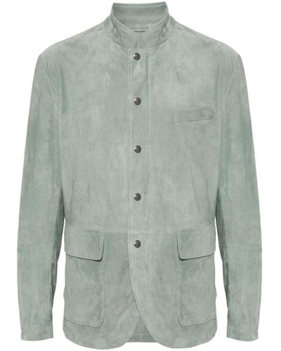 Eleventy Buttoned Suede Jacket - Green