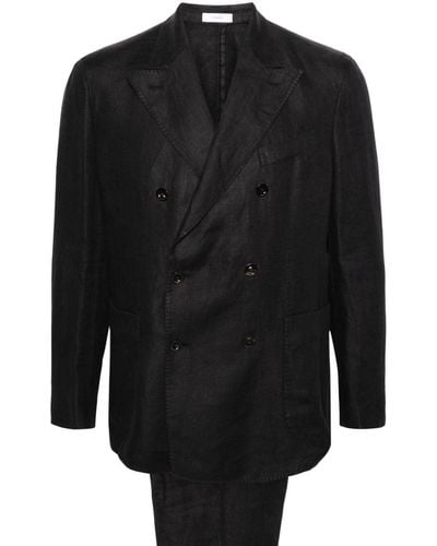 Boglioli Double-breasted Linen Suit - Black