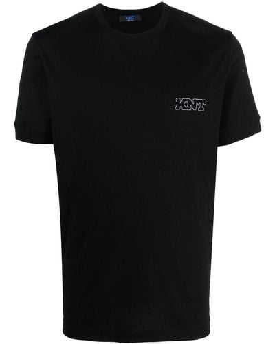 Kiton Cotton T-shirt With Embroidered Logo - Black