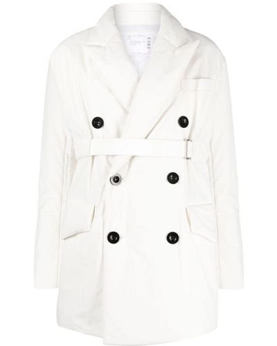 Sacai Double-breasted Padded Trench Coat - Natural