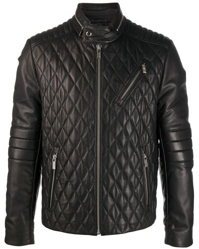 Karl Lagerfeld Diamond Quilted Leather Jacket - Black