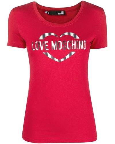 Love Moschino T-shirt Met Logoprint - Roze