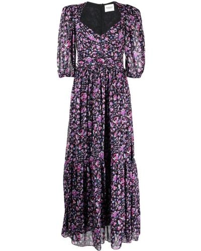 Isabel Marant Leoniza Floral-print Maxi Dress - Purple