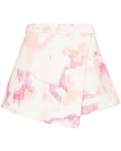 MSGM Abstract-pattern Tweed Skorts - Pink