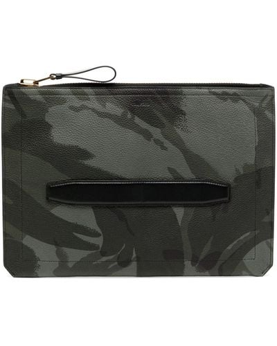 Tom Ford Camouflage-print Leather Portfolio Bag - Black