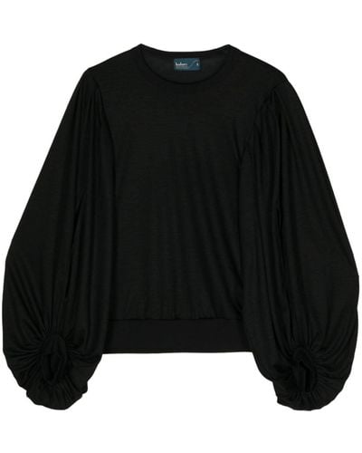 Kolor Puff-sleeved Wool-blend Sweatshirt - Black