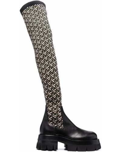 Versace Multi-panel Ridged-sole Boots - Black