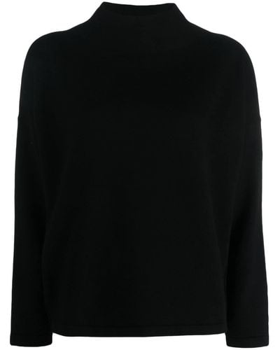 Gentry Portofino Mock-neck Fine-knit Sweater - Black