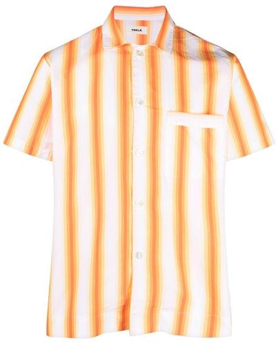 Tekla ストライプ パジャマシャツ - オレンジ