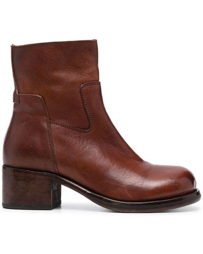 Moma Tronchetto Leather Ankle Boots - Brown