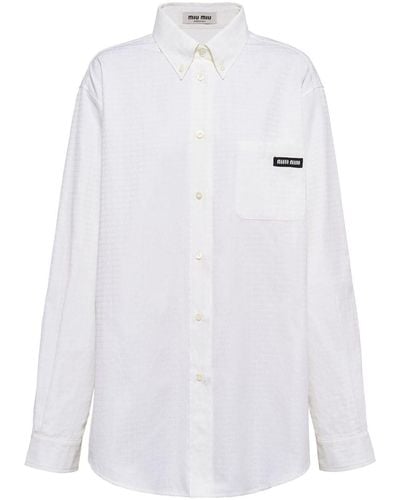 Miu Miu Logo-print Cotton Shirt - White
