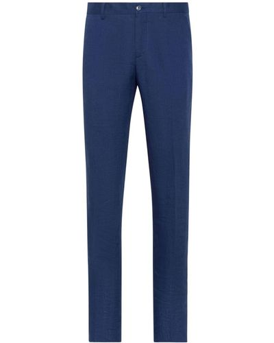 Philipp Plein Linen Tailored Trousers - Blue