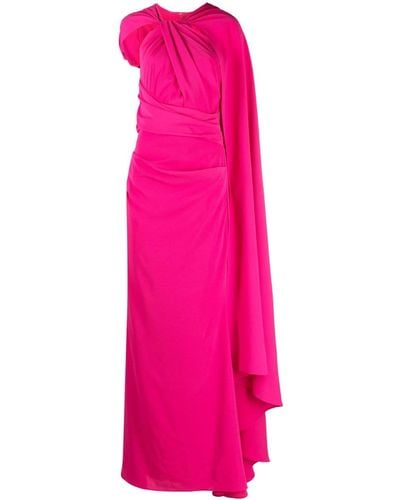Talbot Runhof Gathered-detail Sleeveless Dress - Pink