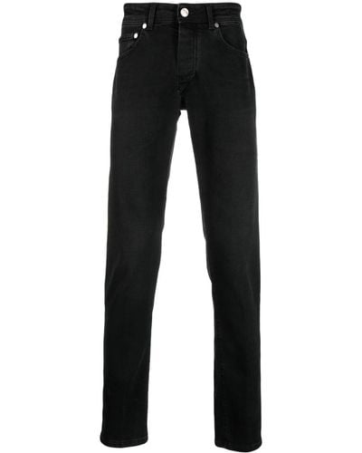 Barba Napoli Logo-patch Cotton-blend Slim Jeans - Black