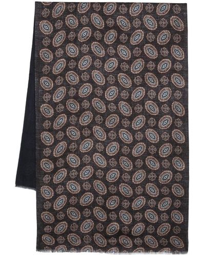 Dell'Oglio Two-tone Patterned Scarf - Gray