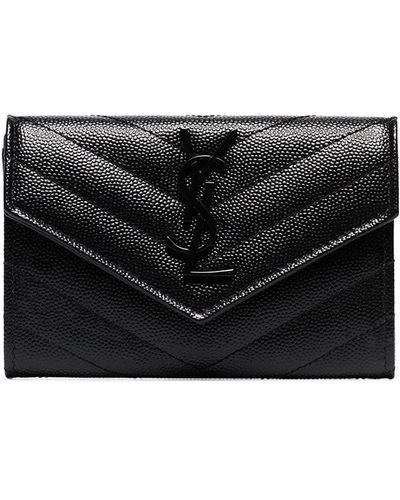 Saint Laurent Monogram Quilted Leather French Wallet - Black