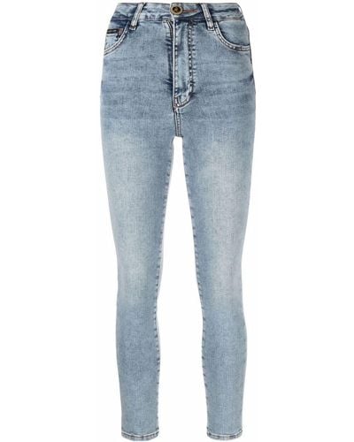 Philipp Plein Jeans skinny con ricamo - Blu