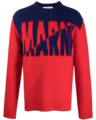 Marni ロゴ バイカラー セーター - レッド