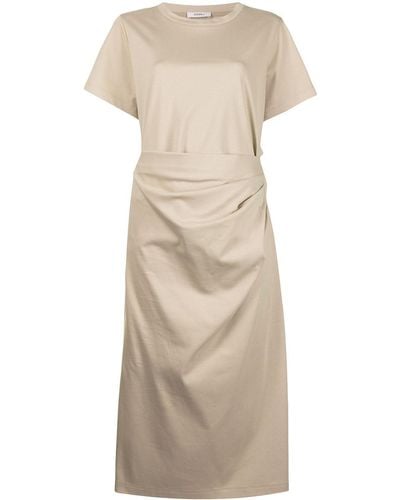 Goen.J Cutout-back Draped Cotton Dress - Brown