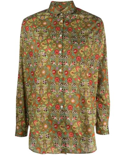 Massimo Alba Blouse Met Botanische Print - Groen