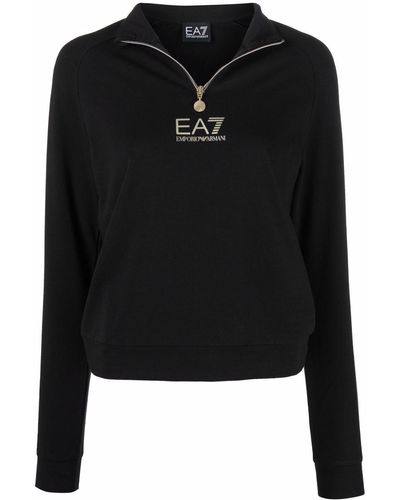 EA7 ジップアップ セーター - ブラック