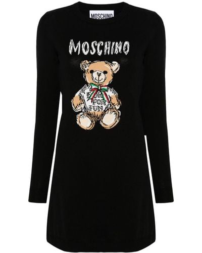 Moschino Robe courte à motif Teddy Bear - Noir