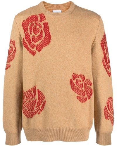 Barrie Rose-motif Cashmere Sweater - Pink