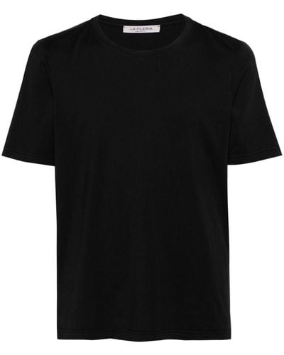 Fileria Round-neck Cotton T-shirt - Black